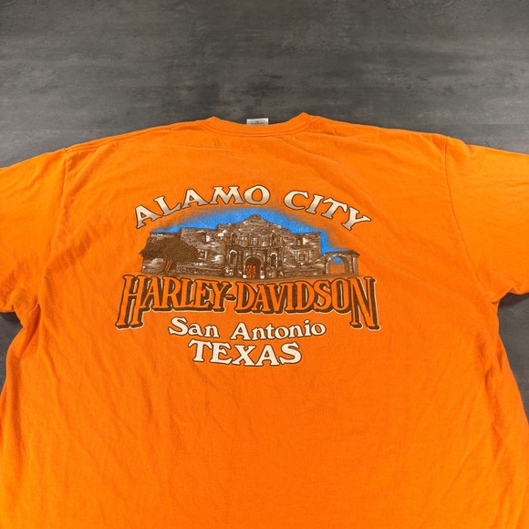 Vintage Harley-Davidson T-Shirt Mens XL Orange Alamo City San Antonio Texas USA - Picture 8 of 10